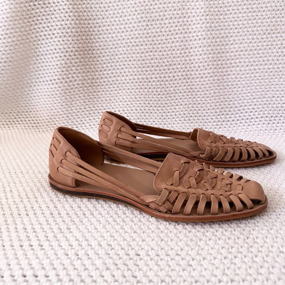 Nisolo Huarache Tan Light Brown Leather Handwoven Closed Toe Sandals Women 11